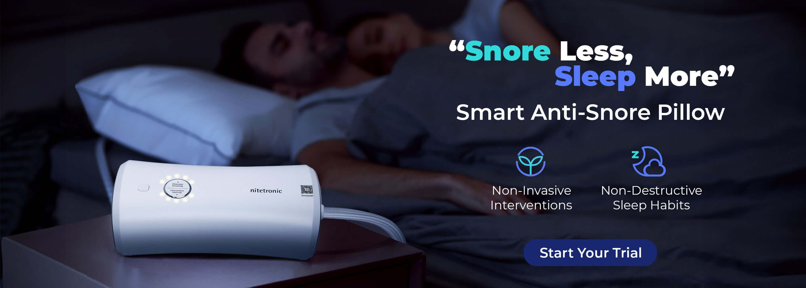 Smart anti-snoring pillow - Nitetronic Z6 AI-powered ergonomic sleep solution for better sleep

