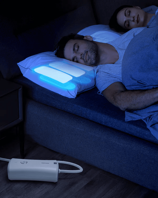 Nitetronic Z6 sleep on a pillow that stops snoring - adjustable anti-snore pillow in bedroom

