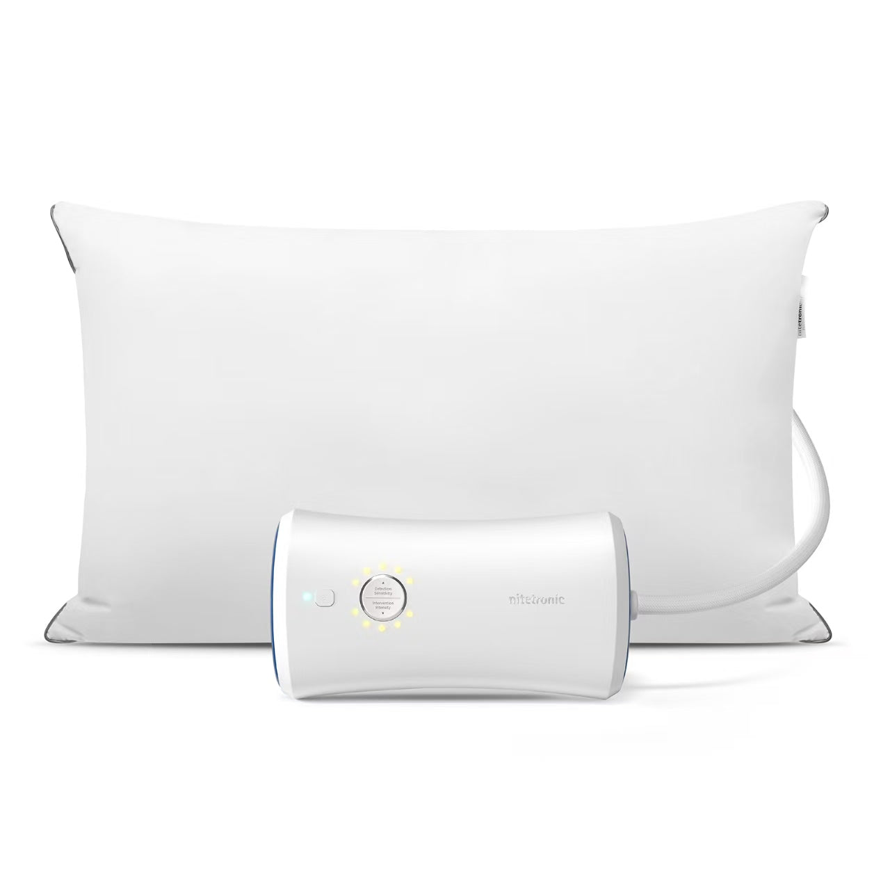 Side sleeper using Nitetronic Z6 best pillow for a snorer - smart anti-snore pillow

